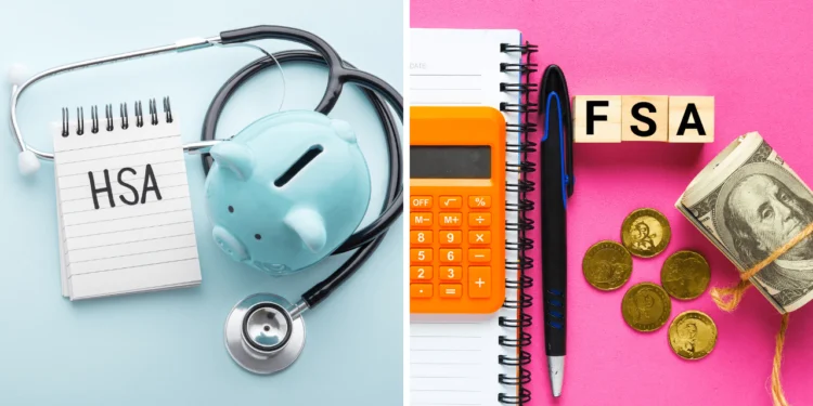 Split screen with images for both a health savings account and a flexible savings account.