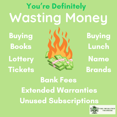 A cartoon pile of money burns. Text reads: You're definitely wasting money.