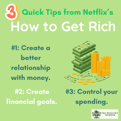 A cartoon pile of money and coins on a light green background.