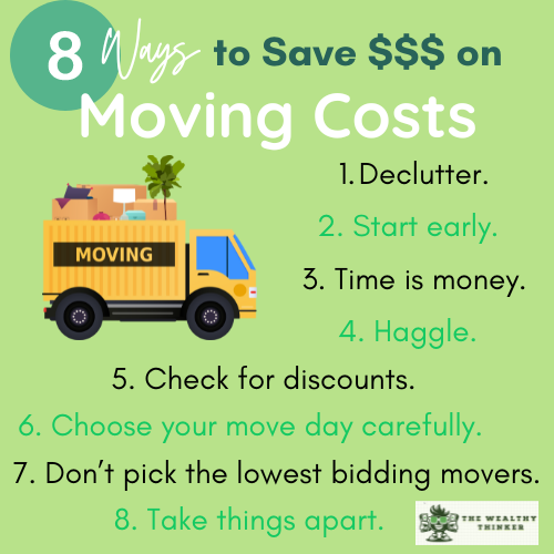 A cartoon yellow moving van full of stuff on a green background.