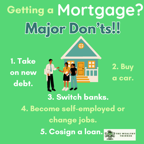 A cartoon of people buying a house on a green background.