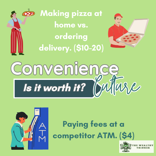 Cartoon images of people delivering and making pizza.