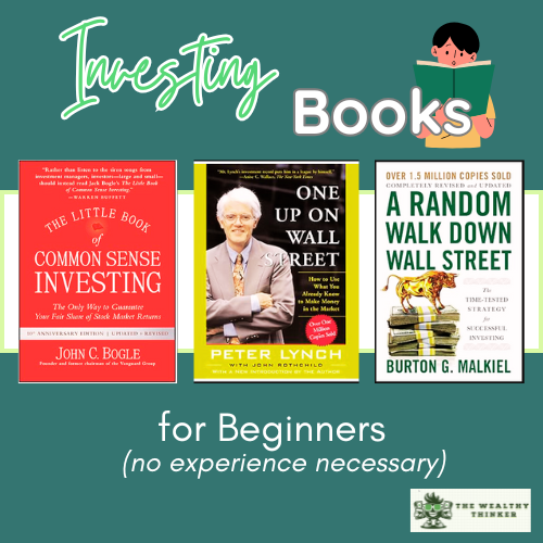 Pictures of popular investing books for beginners.