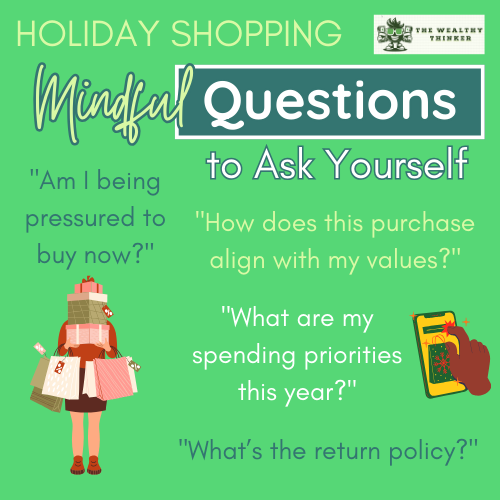 Cartoons of people holiday shopping.