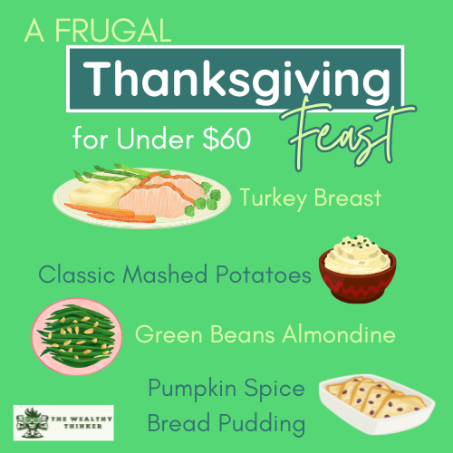Graphic of Thanksgiving food to make on a budget.