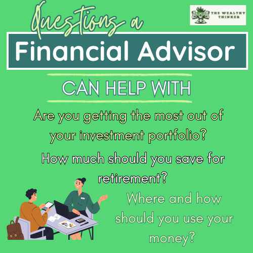 Graphic with images and text related to financial advisors.