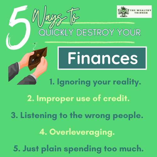 Graphic with a cartoon and info about financial decisions that will leave you broke.