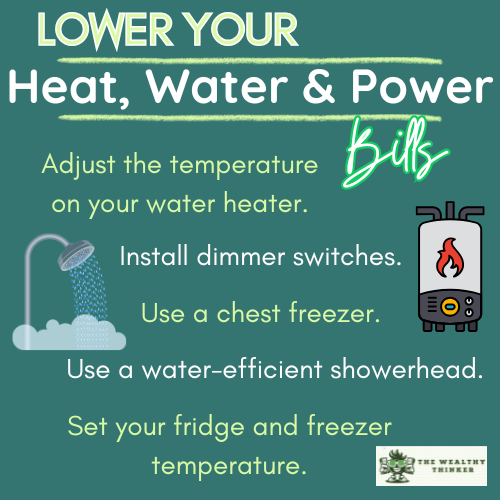 Graphic with text and images related to the topic of reducing energy costs.