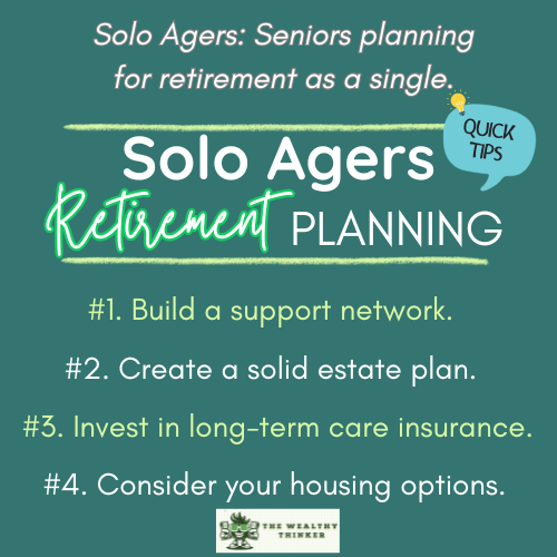 Graphic with images and text related to the topic of solo agers.