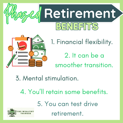 Graphic with image and text related to the topic of phased retirement