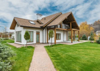 A beautiful white house with a brick path. What's the difference between renting vs owning a home?